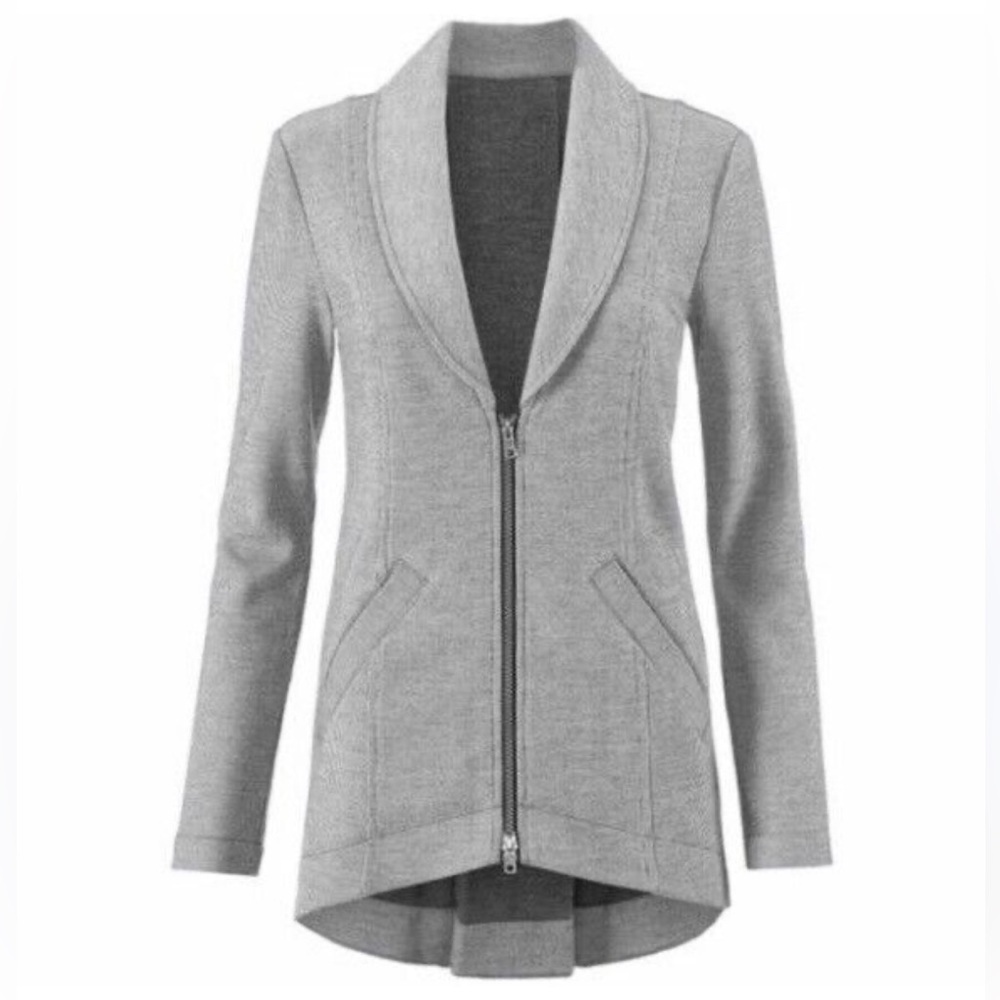 CAbi Drop-off Gray Zip Back Blazer Jacket